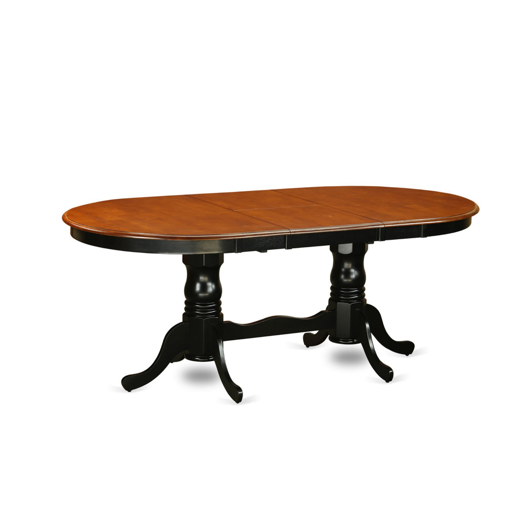 East West Furniture Plainville 9 Piece Kitchen Set Includes an Oval Table with Butterfly Leaf and 8 Dining Room Chairs, 42x78 Inch, Black & Cherry