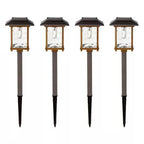 4 Pack - Bronze Gold Solar LED Light Set - Outdoor Path Yard Lighting