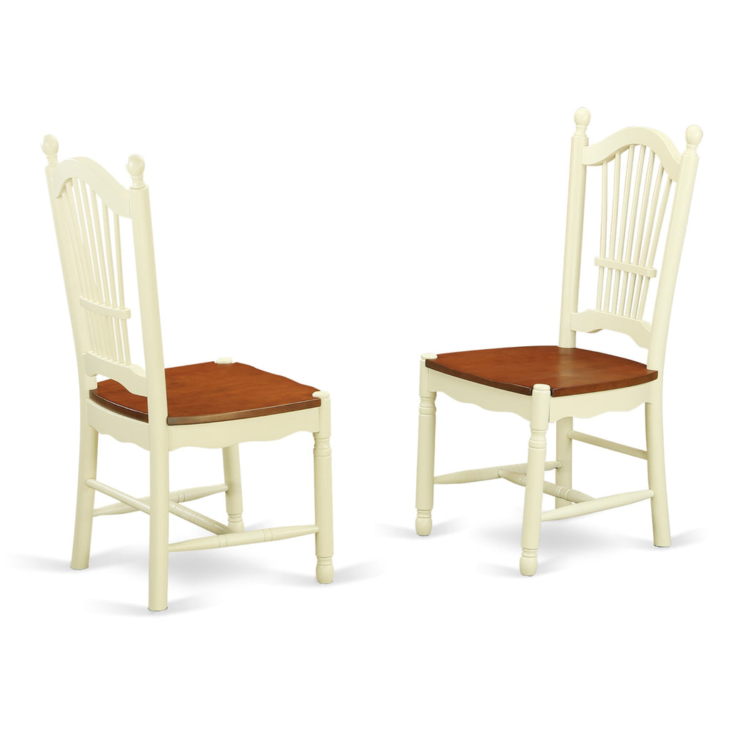East West Furniture PLDO5-WHI-W 5 Piece Modern Dining Table Set Includes an Oval Wooden Table with Butterfly Leaf and 4 Dining Chairs, 42x78 Inch, Buttermilk & Cherry
