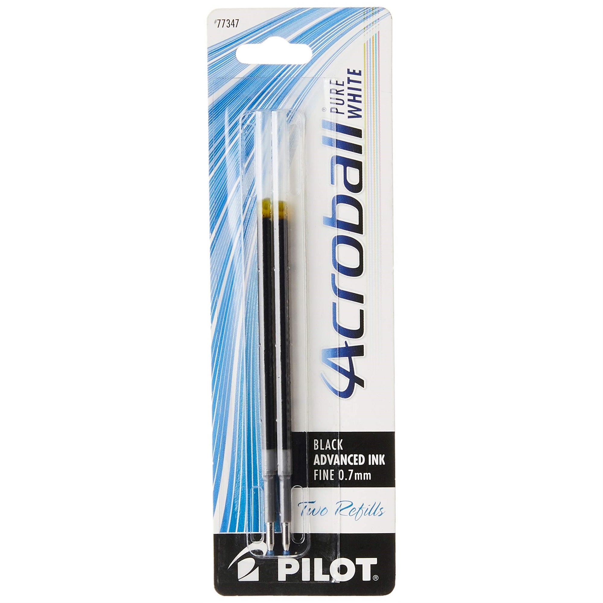 PILOT Acroball PureWhite Advanced Ink Refill For Retractable Pens  Fine Point  Black Ink  2-Pack (77347)