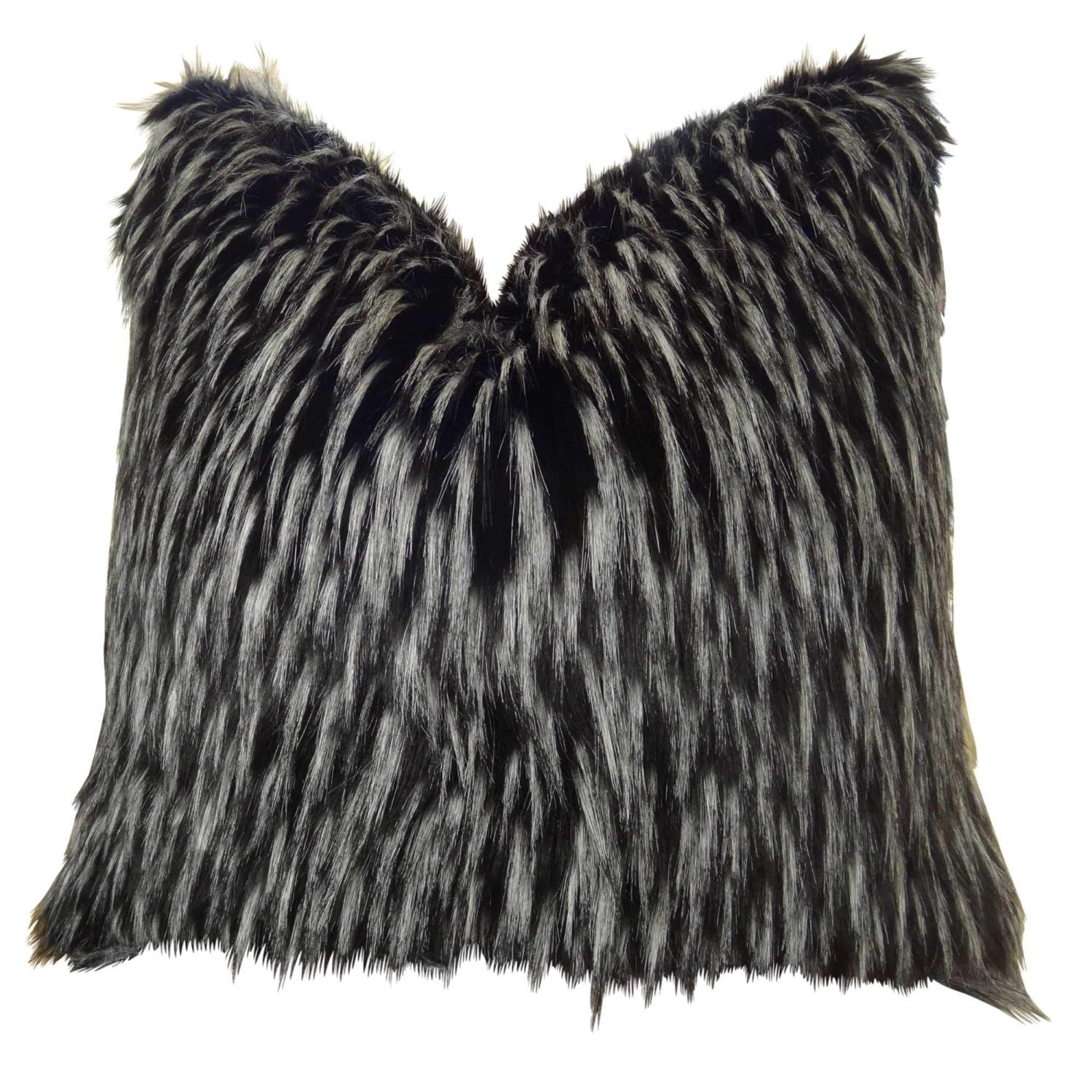 Plutus Wolf Fur Handmade Throw Pillow, (20' X 26' Standard)