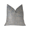 Plutus Dusky Gem Blue And Silver Luxury Throw Pillow - Double Sided  22' X 22'
