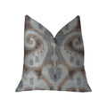 Plutus Paragon Brown, Blue And Beige Luxury Throw Pillow - Double Sided  18' X 18'