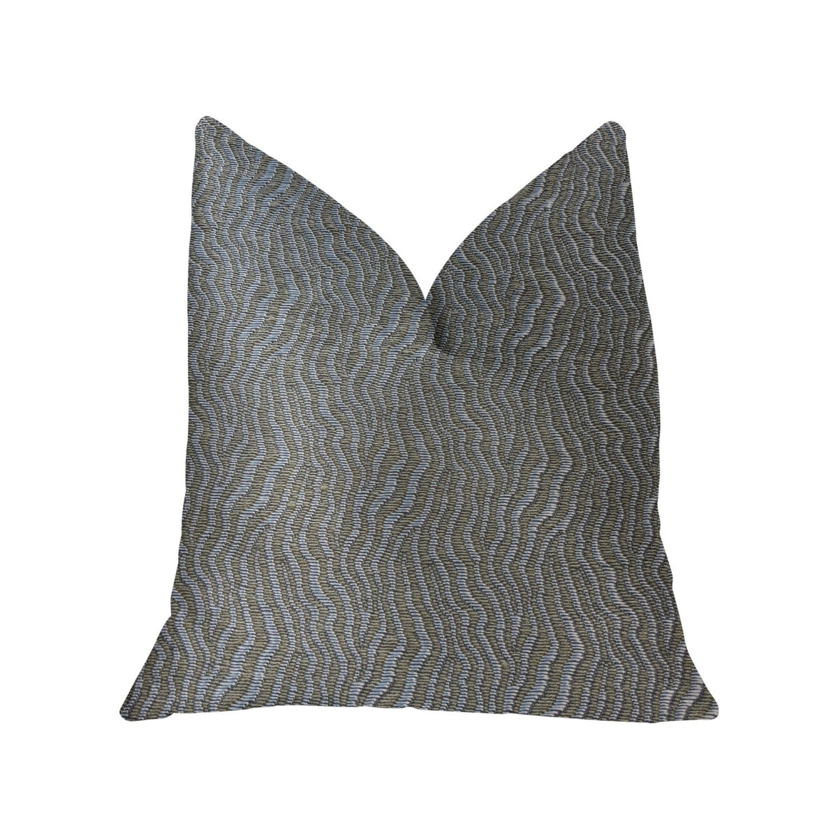 Plutus Dusky Veined  Silver And Taupe Luxury Throw Pillow - Double Sided  18' X 18'