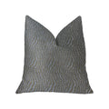 Plutus Dusky Veined  Silver And Taupe Luxury Throw Pillow - Double Sided  24' X 24'