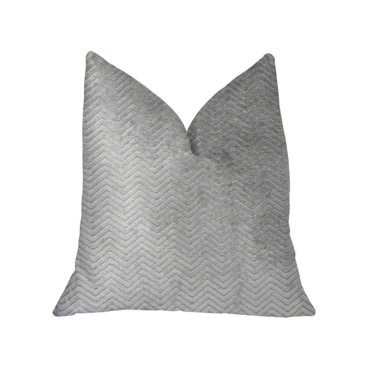 Plutus Silver Moon Gray And Silver Luxury Throw Pillow - Double Sided  18' X 18'