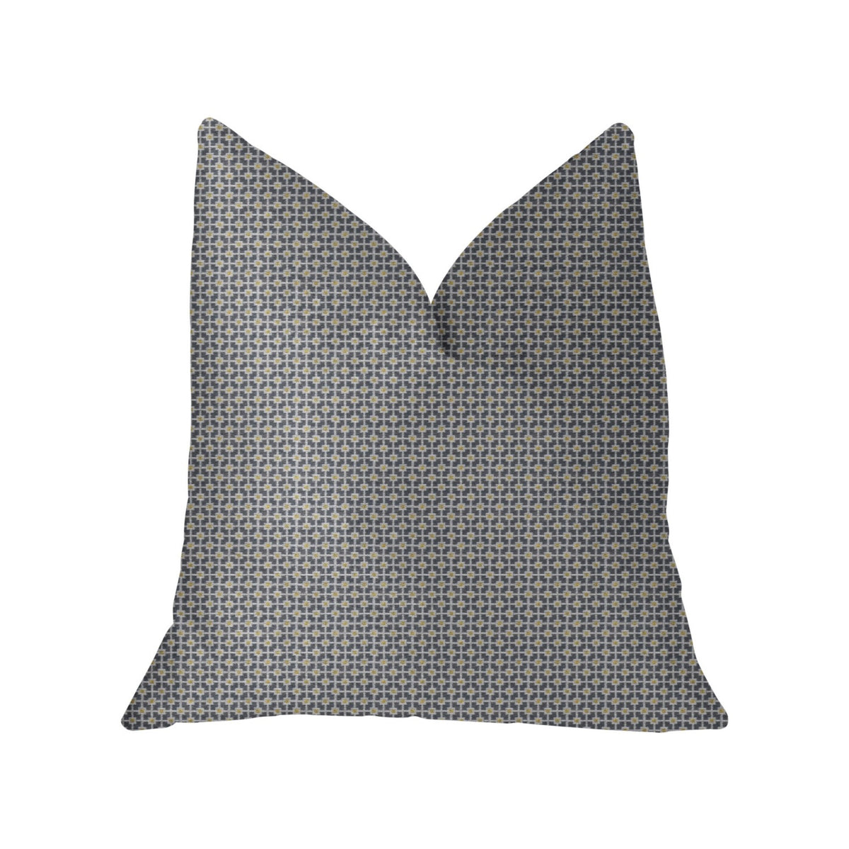 Plutus Mosaic Gray And Beige And Gold Luxury Throw Pillow - Double Sided  16' X 16'
