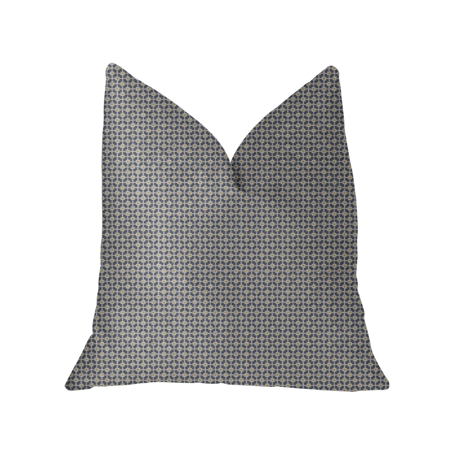 Plutus Mosaic Gray And Beige And Gold Luxury Throw Pillow - Double Sided  20' X 30' Queen
