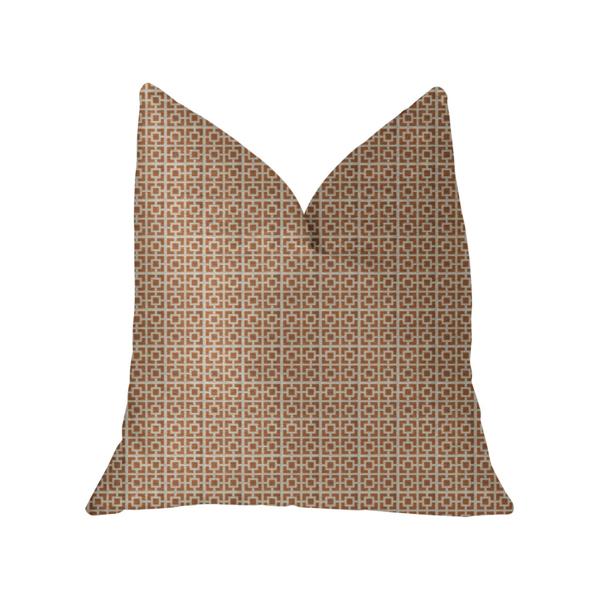 Plutus Uptown Orange And Ivory Luxury Throw Pillow - Double Sided  22' X 22'