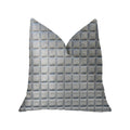 Plutus Silverton Silver Artificial Leather Luxury Throw Pillow - Double Sided  22' X 22'