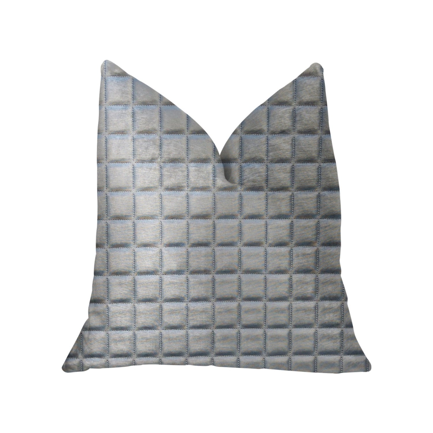 Plutus Silverton Silver Artificial Leather Luxury Throw Pillow - Double Sided  22' X 22'