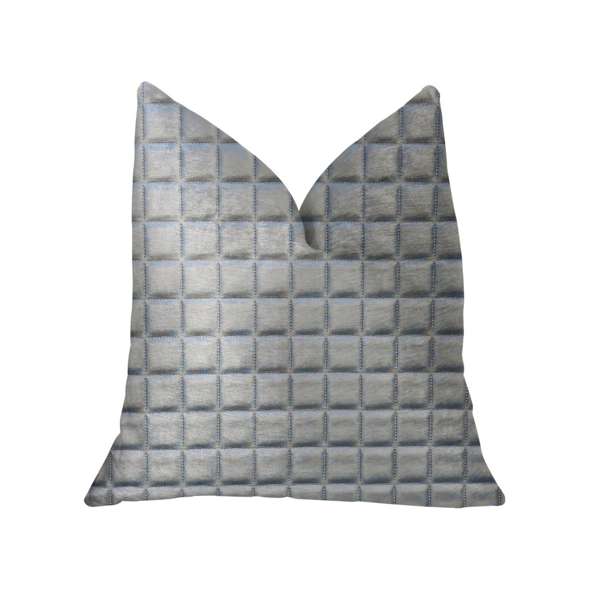 Plutus Silverton Silver Artificial Leather Luxury Throw Pillow - Double Sided  26' X 26'