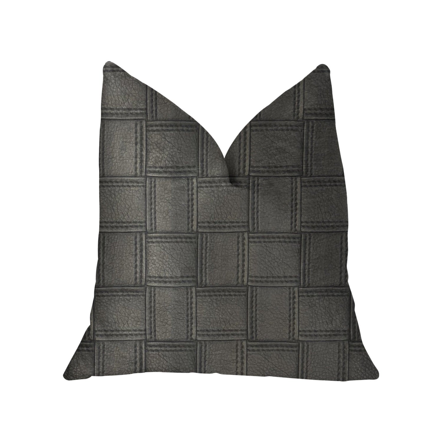 Plutus Licorice Black Artificial Leather Luxury Throw Pillow - Double Sided  20' X 36' King