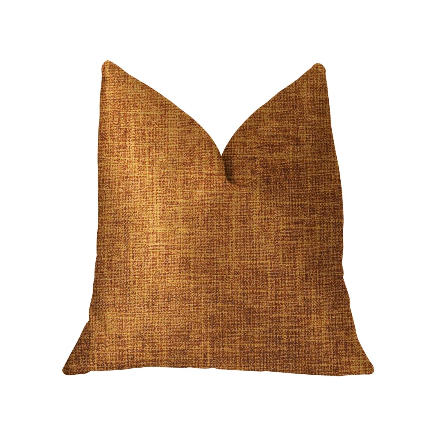 Plutus Marmalade Brown And Gold Luxury Throw Pillow - Double Sided  24' X 24'