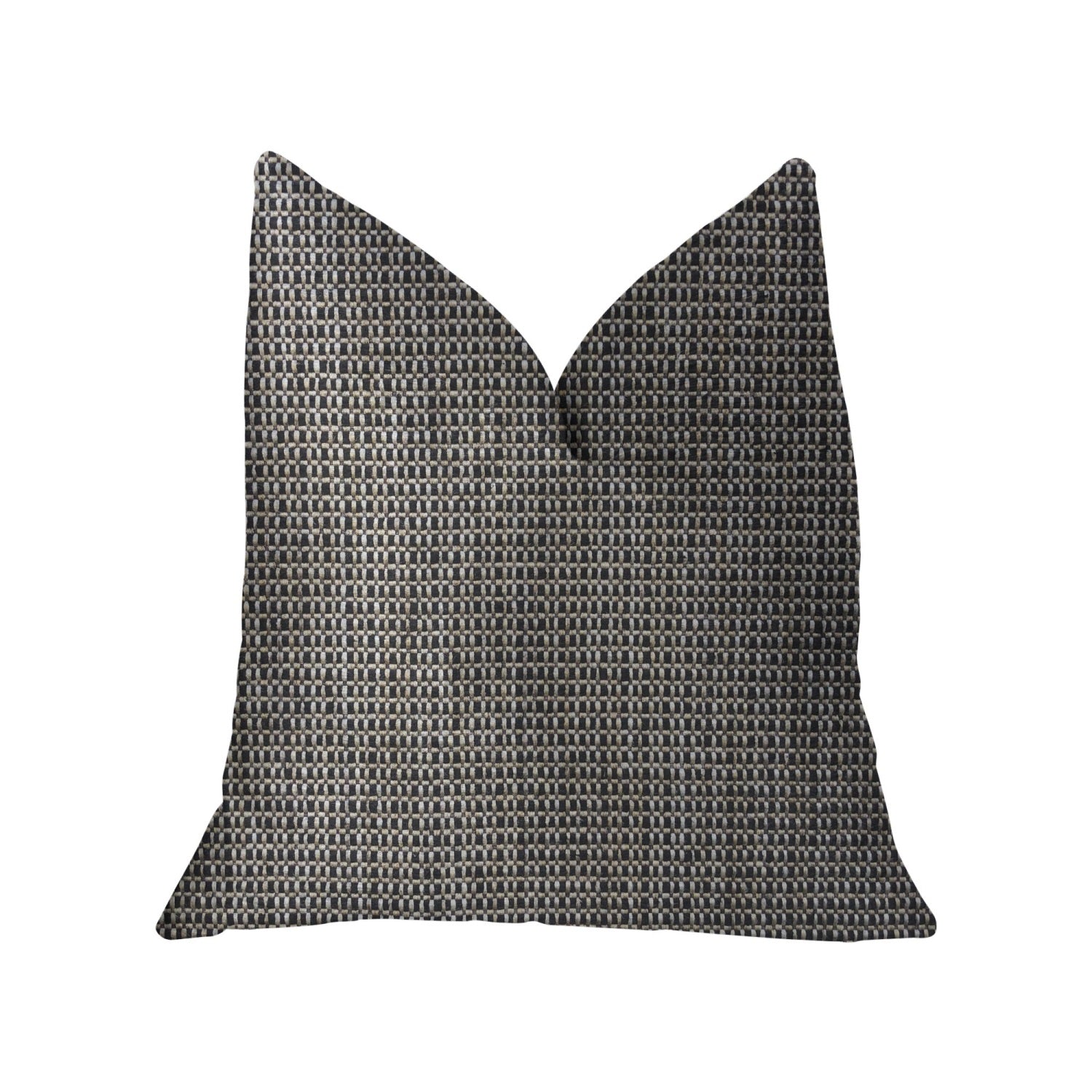 Plutus Melbourne Beige And Black Luxury Throw Pillow - Double Sided  26' X 26'