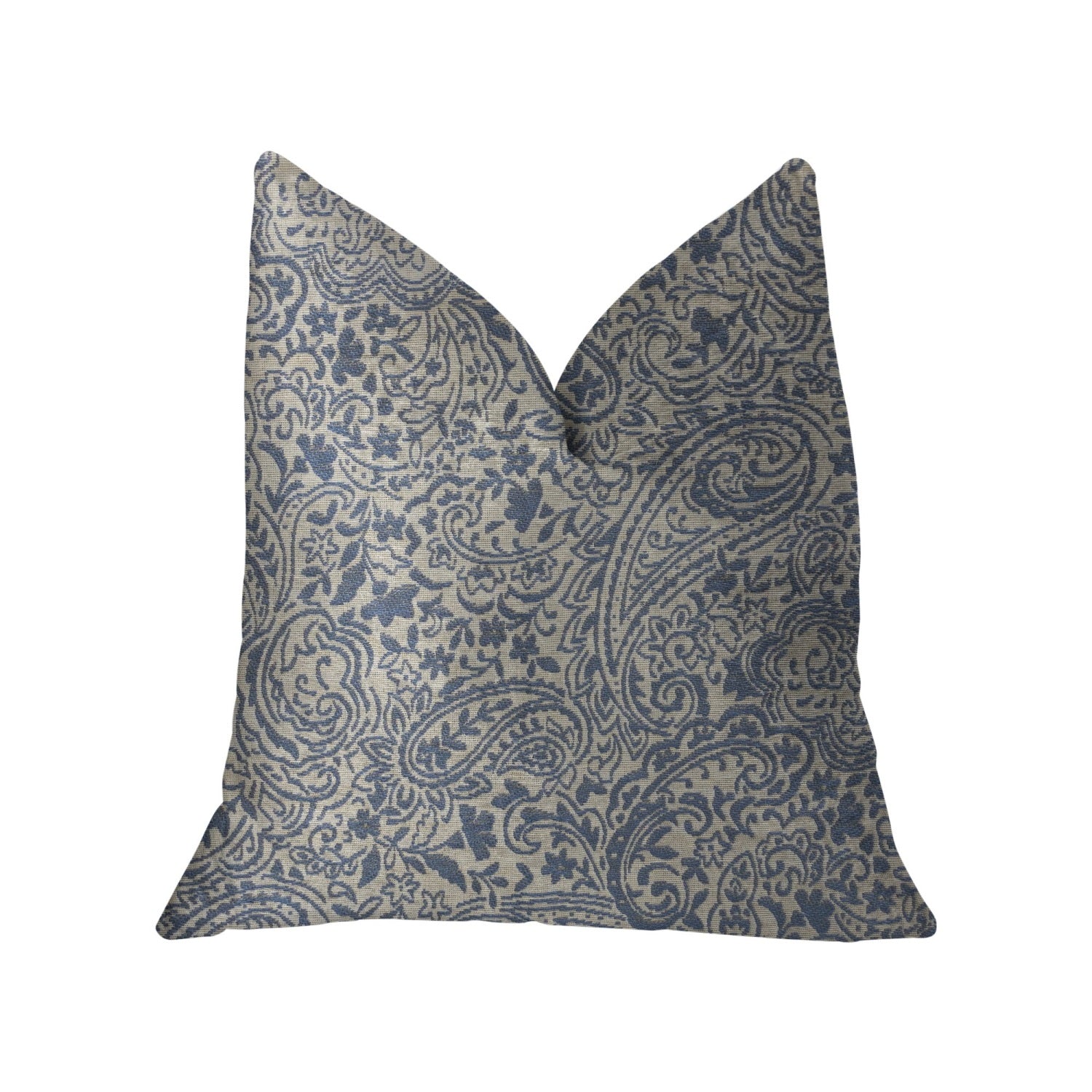 Plutus Kingston Waverly Blue And Ivory Luxury Throw Pillow - Double Sided  26' X 26'