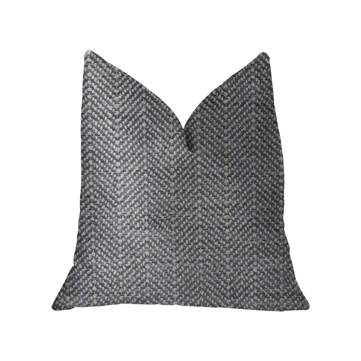 Plutus Amalfi Blue And Ivory Luxury Throw Pillow - Double Sided  20' X 20'