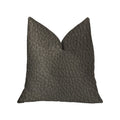 Plutus Modern Black Black Artificial Leather Luxury Throw Pillow - Double Sided  12' X 20'