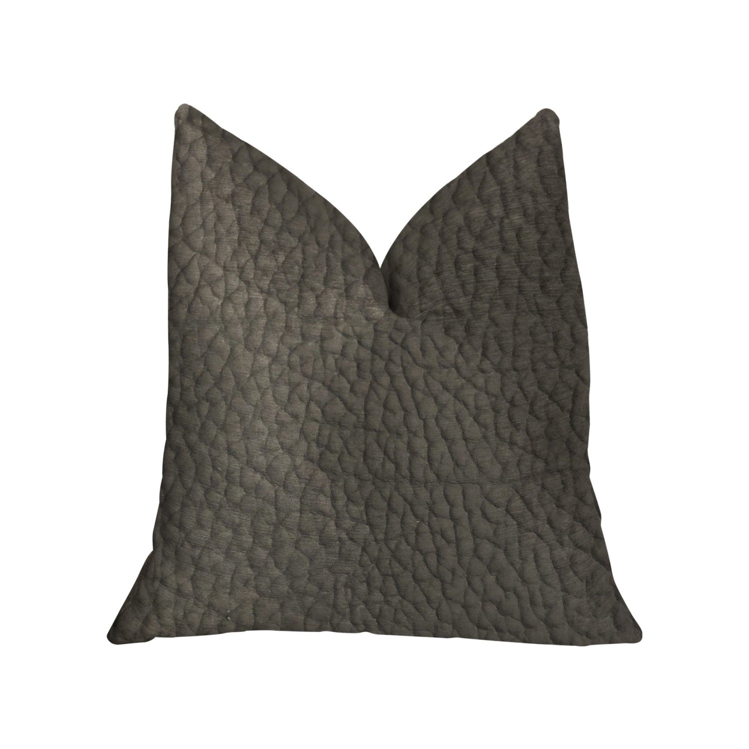 Plutus Modern Black Black Artificial Leather Luxury Throw Pillow - Double Sided  20' X 36' King