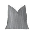 Plutus Myriad Hexagon  Blue And Beige Luxury Throw Pillow - Double Sided  24' X 24'