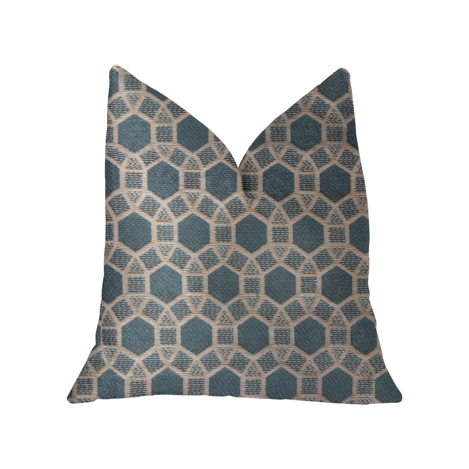 Plutus Pineapple Slice Blue And Beige Luxury Throw Pillow - Double Sided  20' X 20'