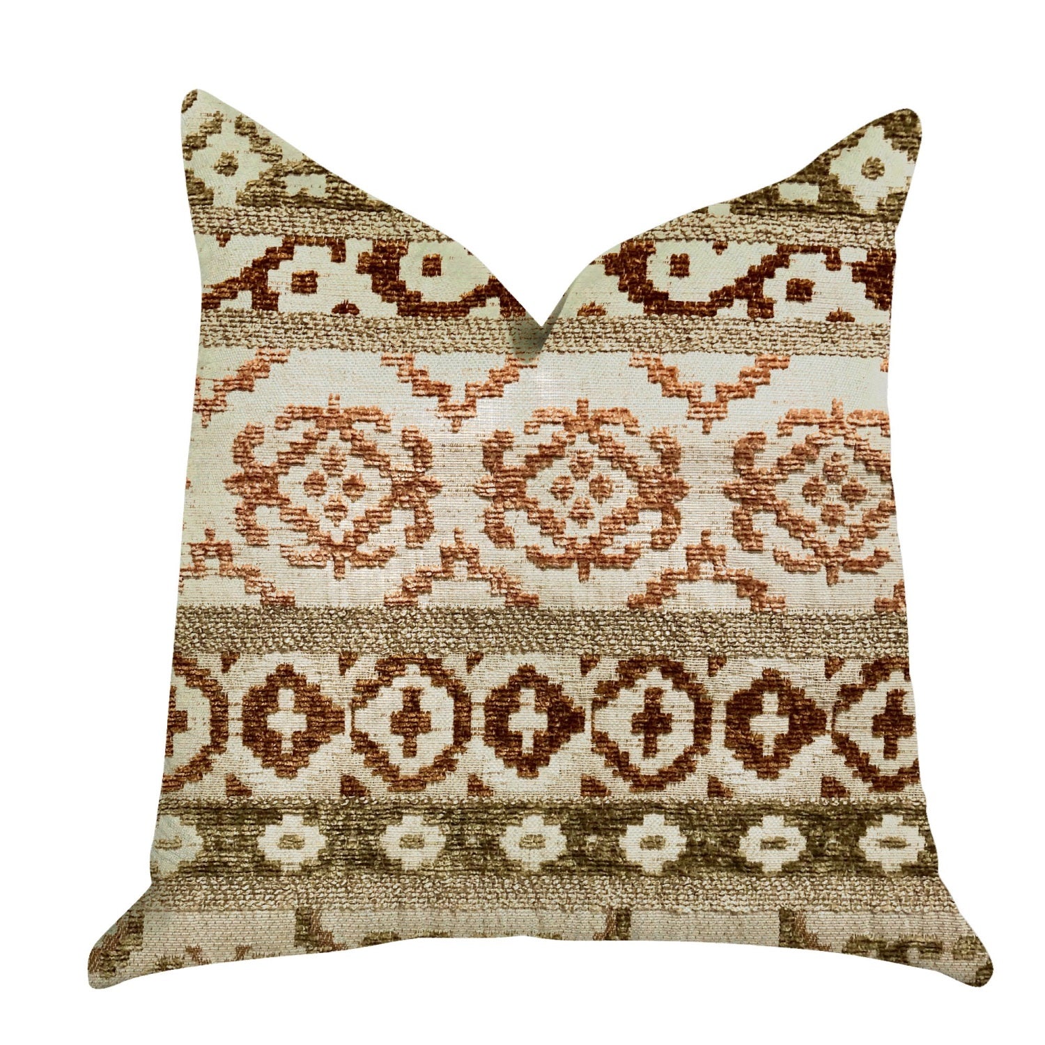 Plutus Arabesque Shades Of Brown Luxury Throw Pillow - Double Sided  16' X 16'