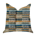 Plutus Timber Blue And Beige Textured Luxury Throw Pillow - Double Sided  12' X 25'