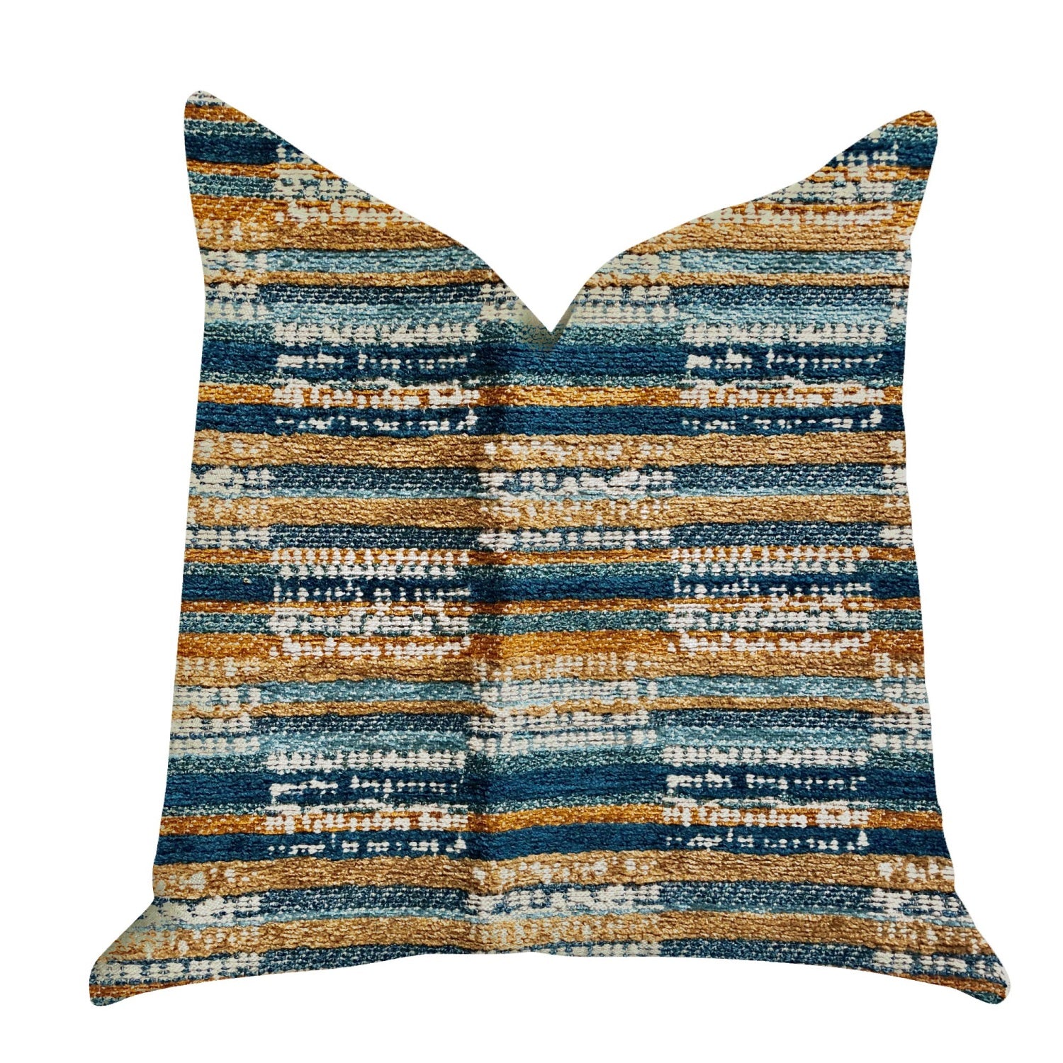 Plutus Timber Blue And Beige Textured Luxury Throw Pillow - Double Sided  26' X 26'
