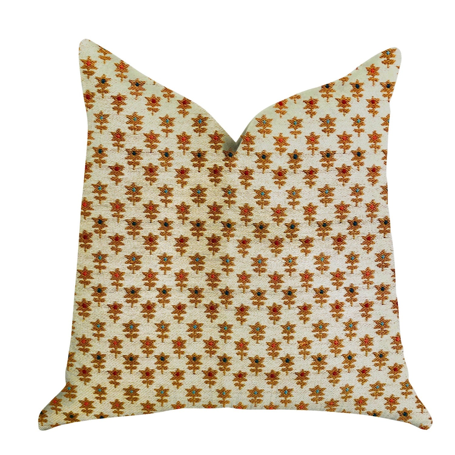 Plutus Rosy Posse Orange And Tan Floral Luxury Throw Pillow - Double Sided  20' X 36' King