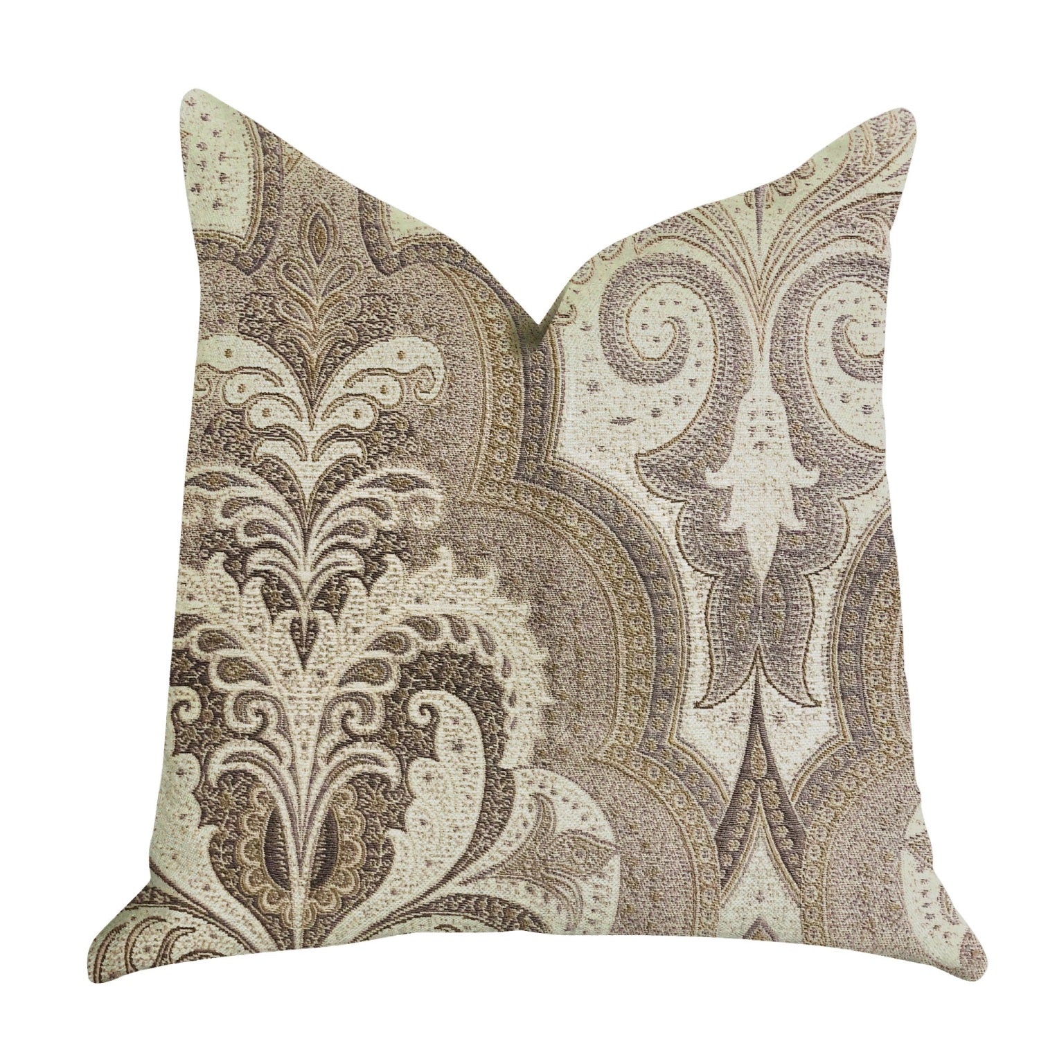 Plutus Tawny Isabella Damask Luxury Throw Pillow  - Double Sided  24' X 24'