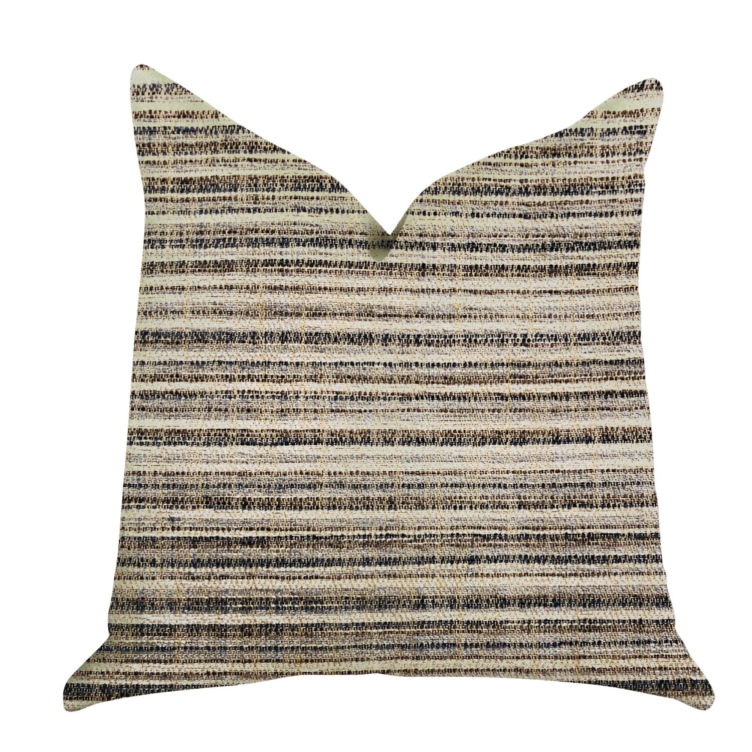 Plutus Skyway Lines Luxury Brown-Beige Multi Tones Throw Pillow - Double Sided  22' X 22'