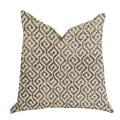 Plutus Omni Truffle Brown Shades Maze Luxury Throw Pillow  - Double Sided  16' X 16'