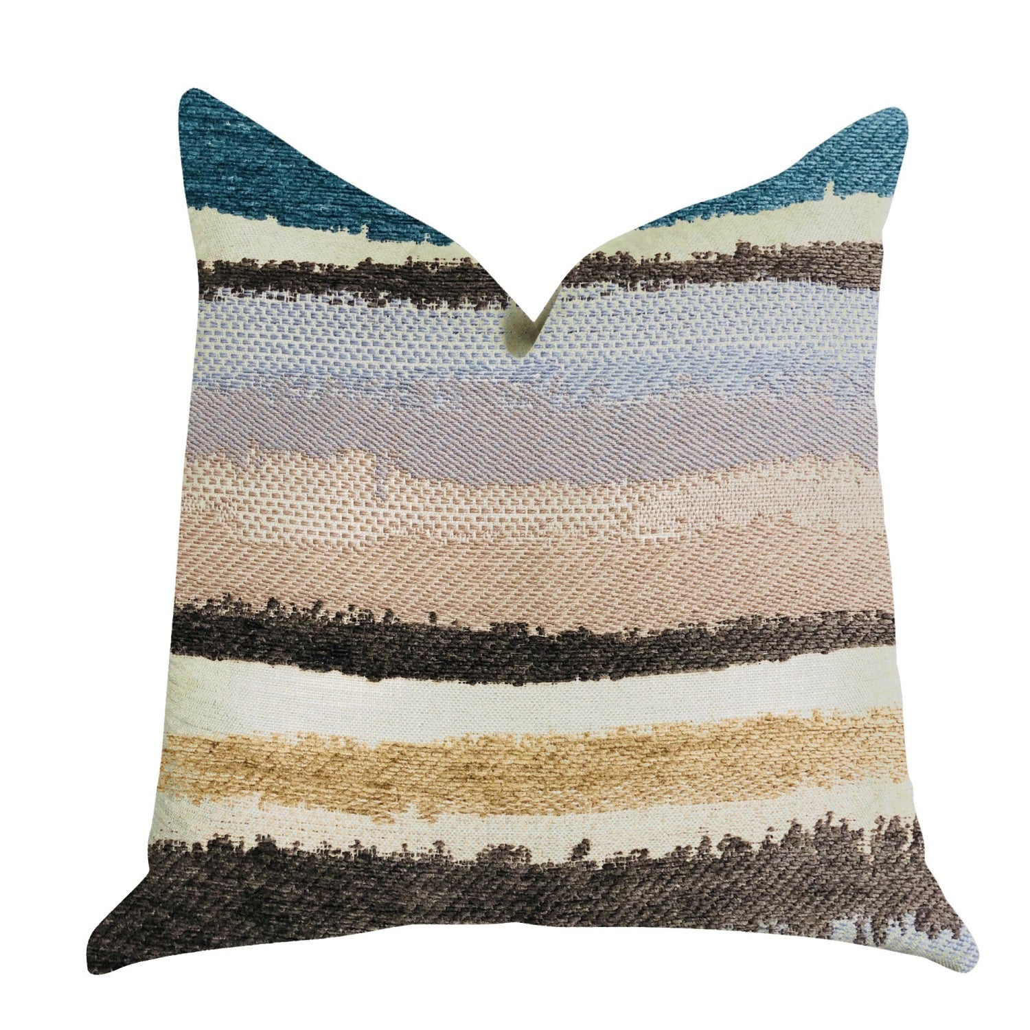 Plutus Blue Stone River Sand Multi Color Luxury Throw Pillow - Double Sided  16' X 16'