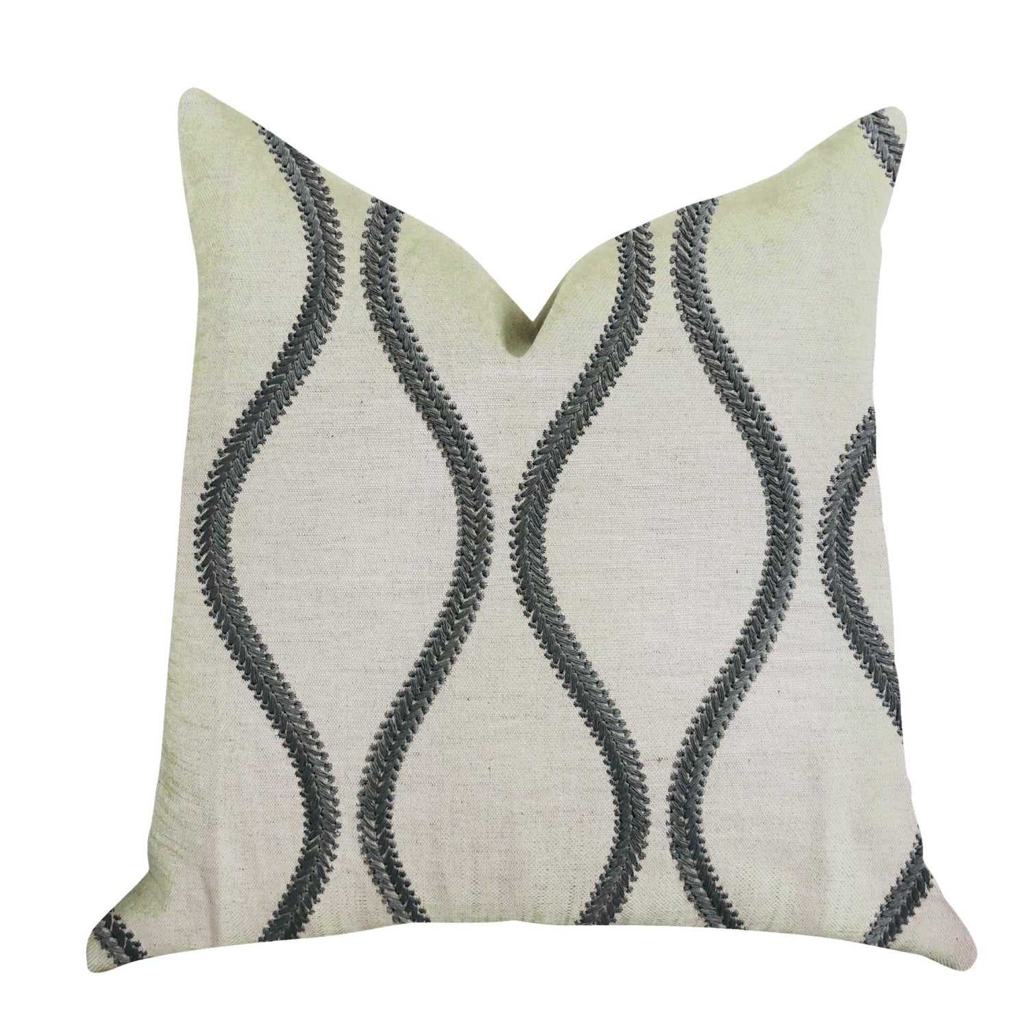 Plutus Bella Curve Green And Beige Luxury Throw Pillow - Double Sided  20' X 30' Queen
