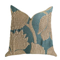 Plutus Golden Arabella Vine In Green And Gold Luxury Throw Pillow  - Double Sided  18' X 18'