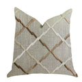 Plutus Urban Square Brown And Beige Luxury Throw Pillow - Double Sided  16' X 16'