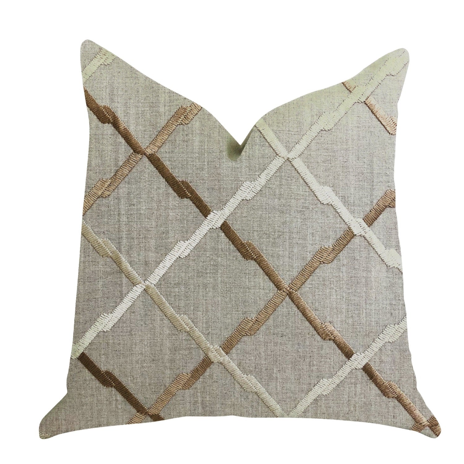 Plutus Urban Square Brown And Beige Luxury Throw Pillow - Double Sided  16' X 16'