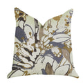 Plutus Camellia Floral Blue, Beige Tones Luxury Throw Pillow - Double Sided  18' X 18'