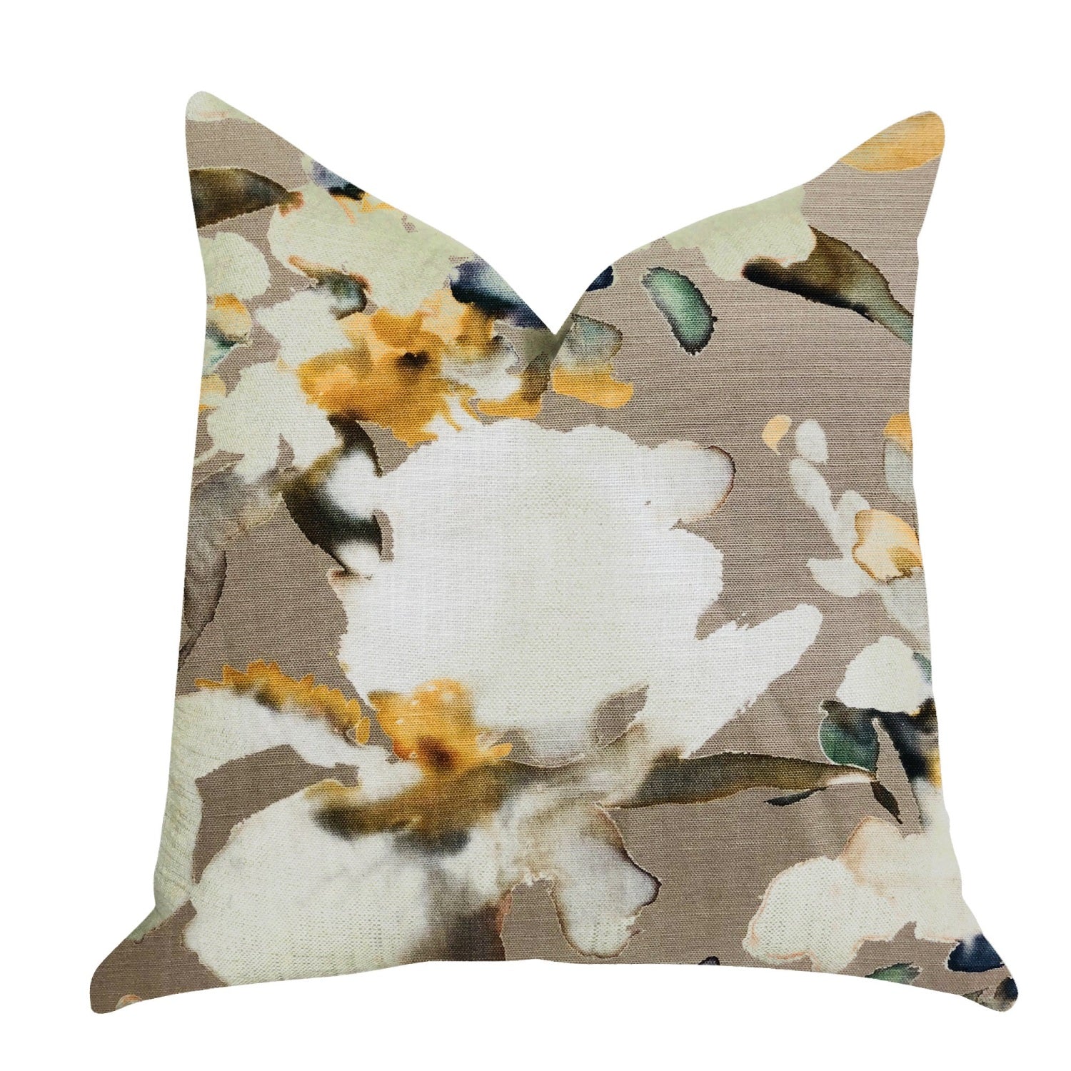 Plutus Maya De Aqua Floral Multi Color Luxury Throw Pillow  - Double Sided  18' X 18'
