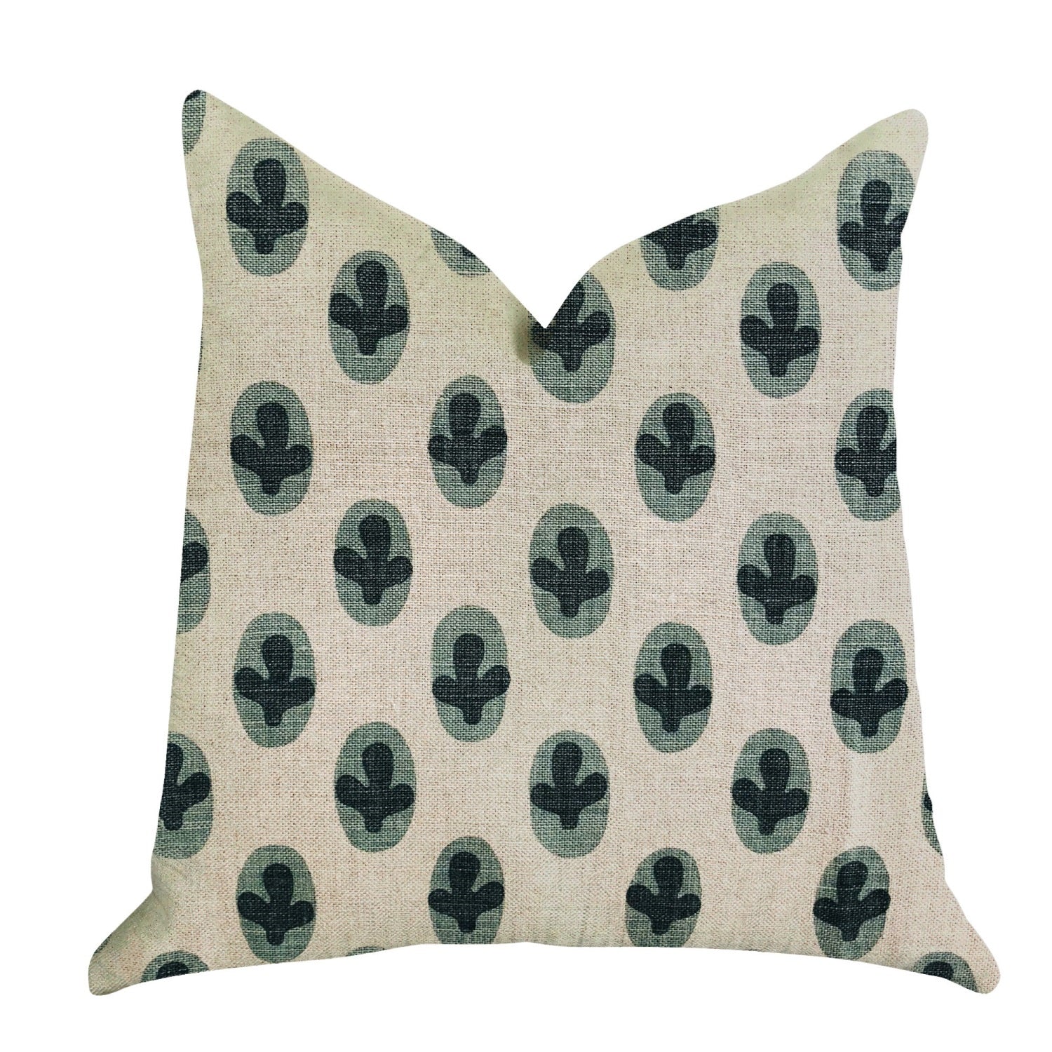 Plutus Cacti Pear In Green And Beige Color Luxury Throw Pillow - Double Sided  20' X 30' Queen