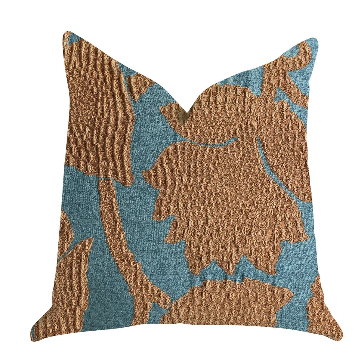 Plutus Golden Arabella Vine In Green And Bronze Tones Luxury Throw Pillow  - Double Sided  18' X 18'