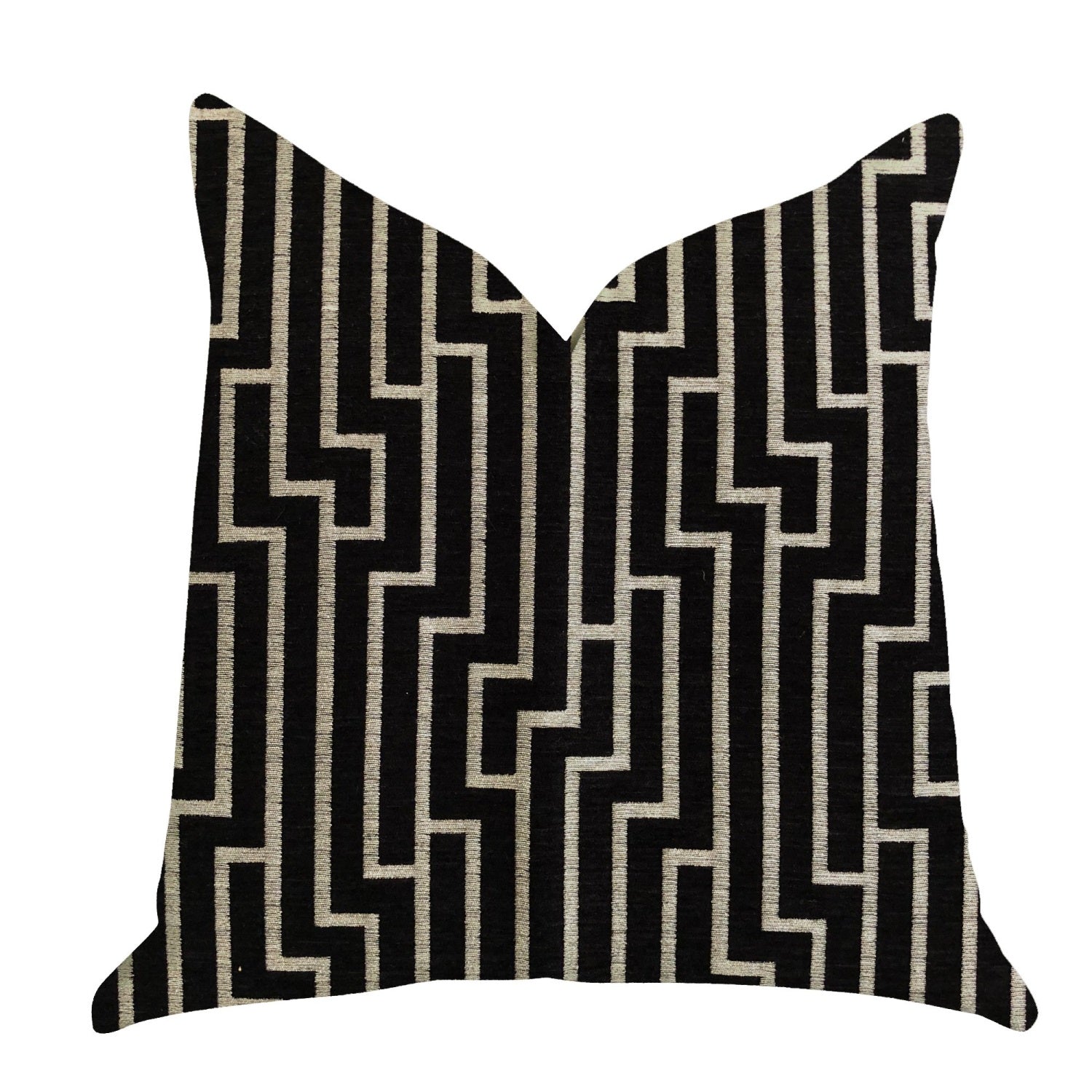 Plutus Posh Lady Black And Beige Tones Luxury Throw Pillow - Double Sided  22' X 22'