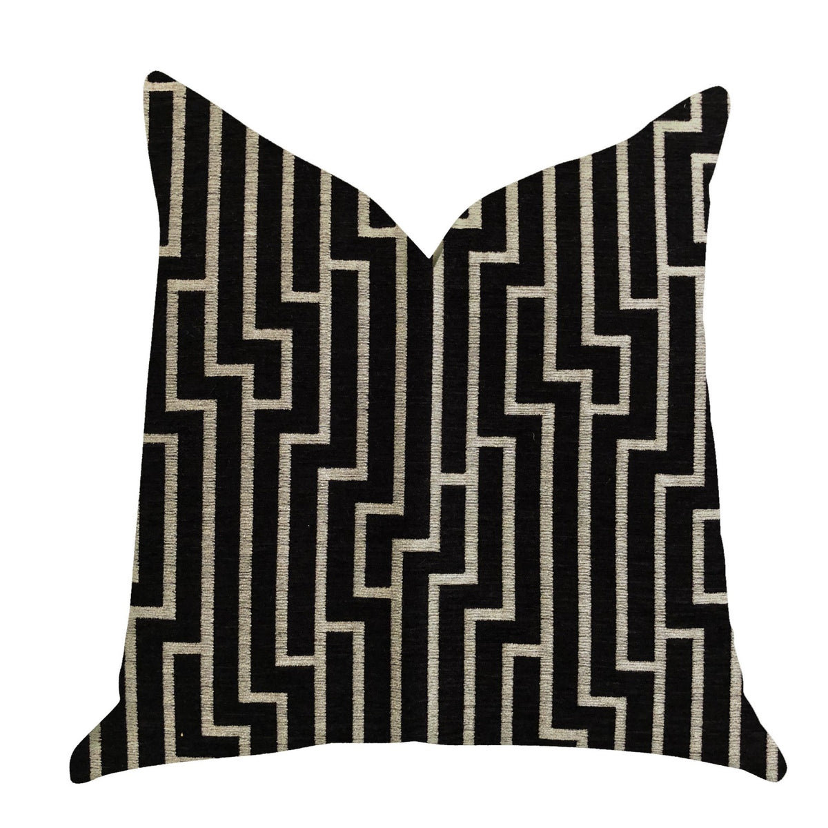 Plutus Posh Lady Black And Beige Tones Luxury Throw Pillow - Double Sided  24' X 24'