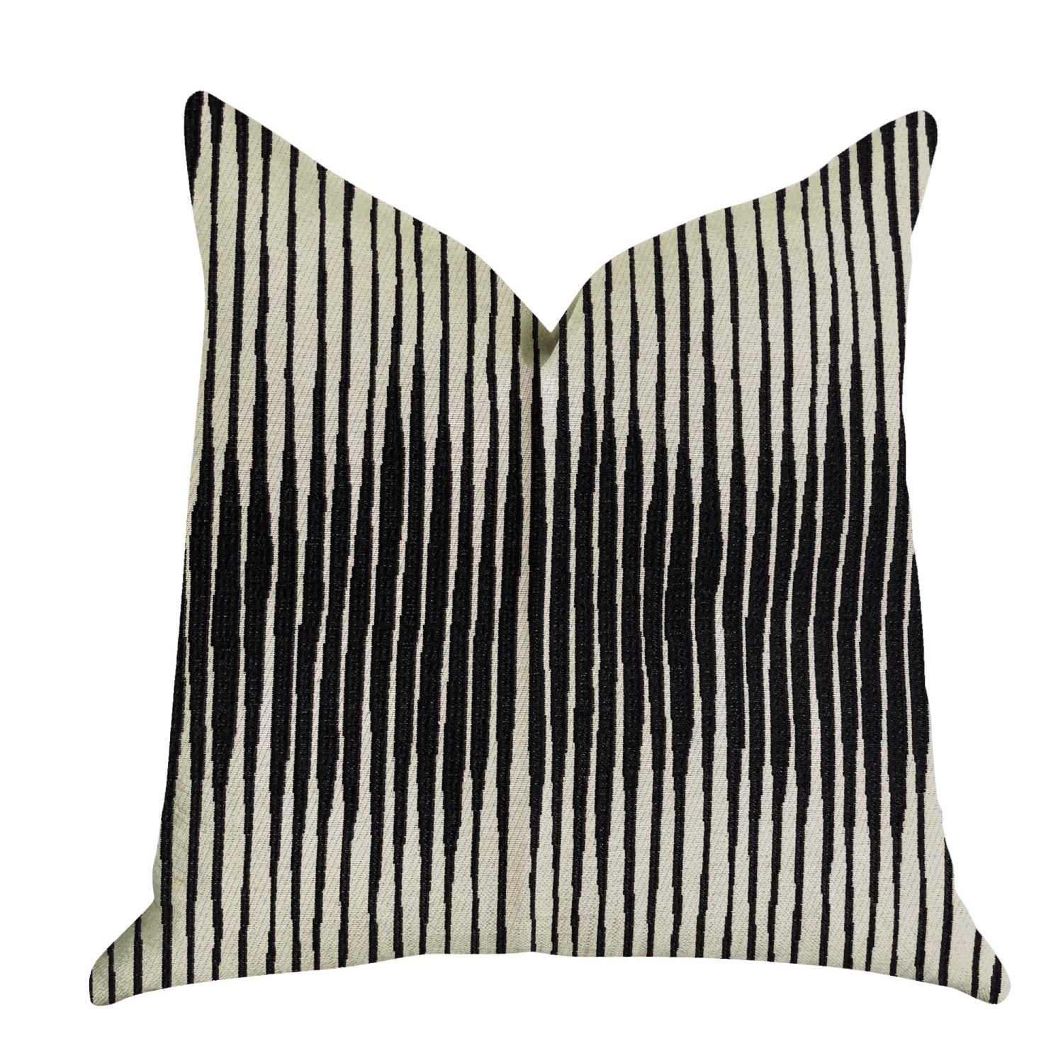 Plutus Black Crystal Luxury Throw Pillow In Black And Beige Tones  - Double Sided  24' X 24'