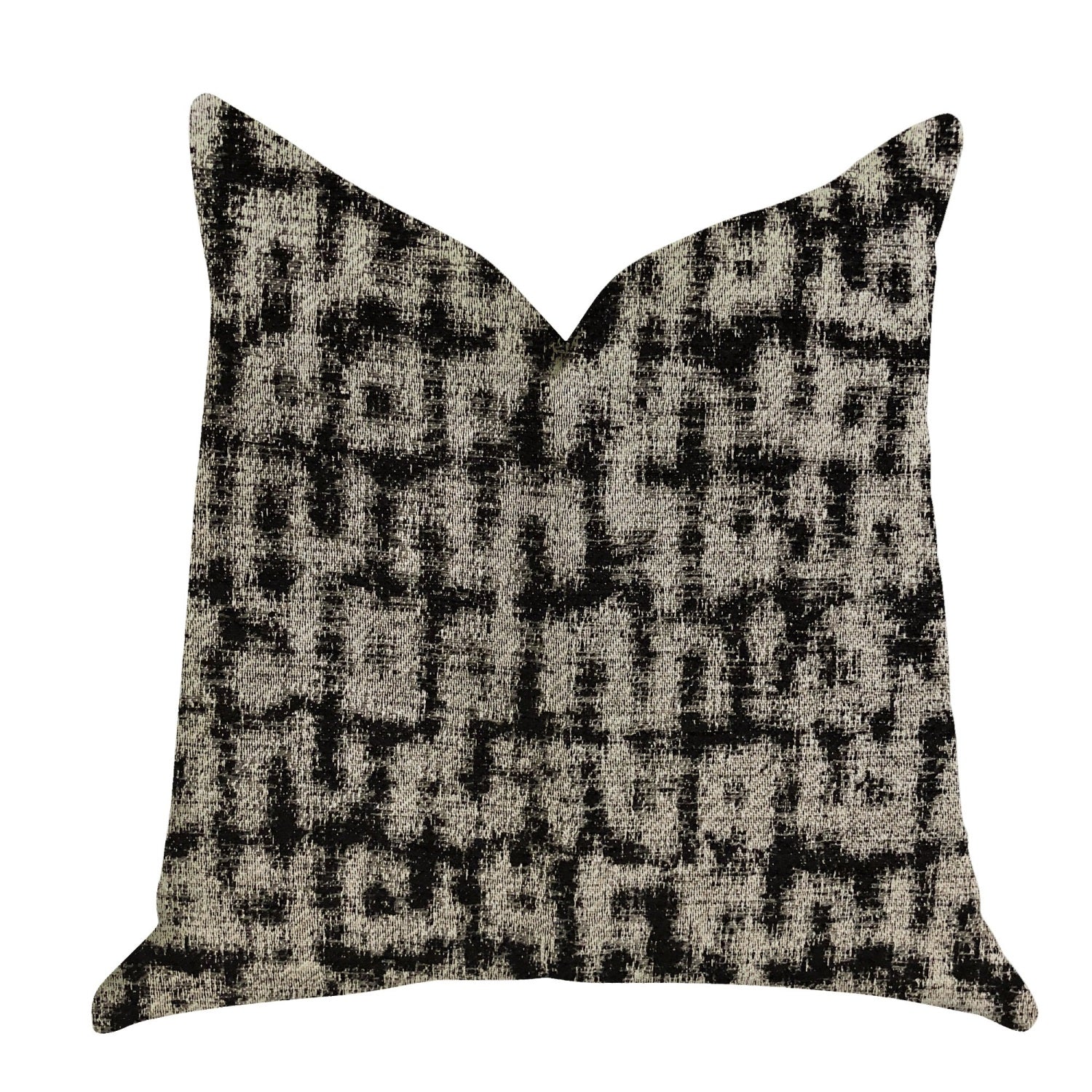 Plutus Modish Millie Luxury Throw Pillow In Black And Beige Tones  - Double Sided  20' X 20'
