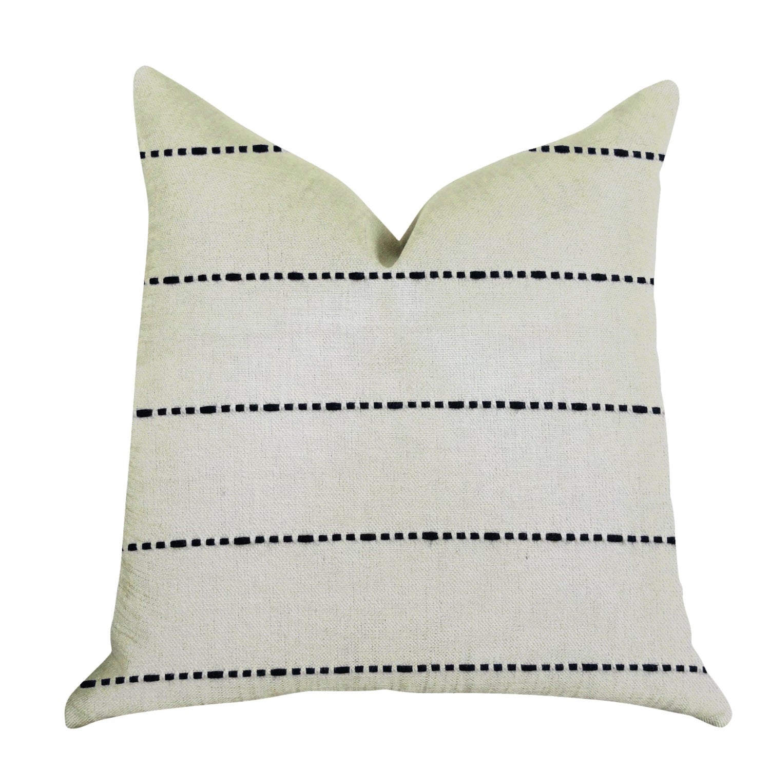 Plutus Interweave Vanilla Bean Luxury Throw Pillow In Black And White - Double Sided  18' X 18'