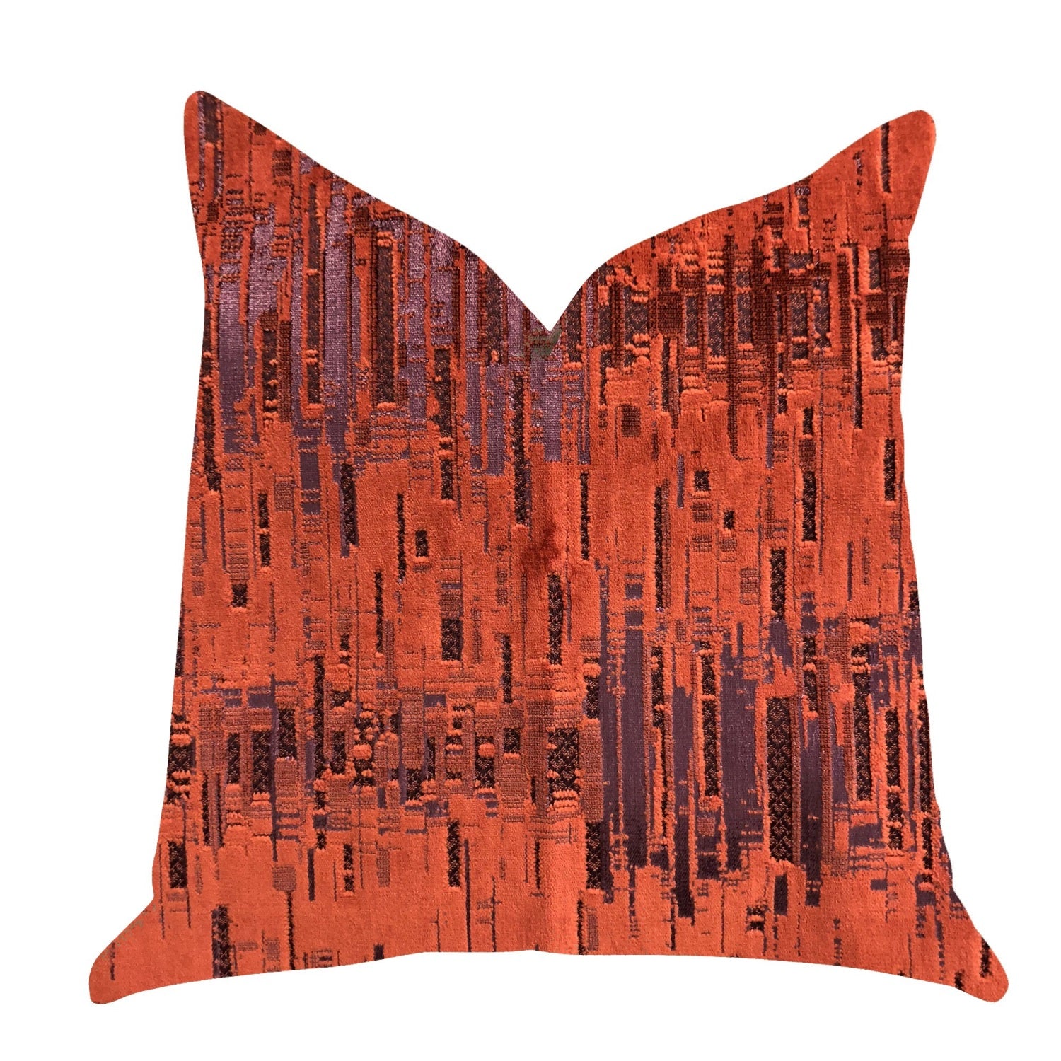 Plutus Luminous Skyscraper Luxury Throw Pillow In Orange Red Tones  - Double Sided  22' X 22'