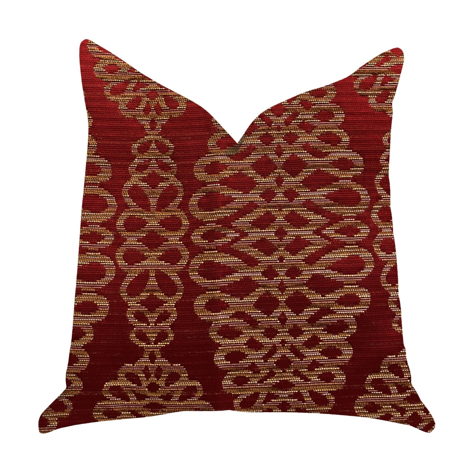 Plutus Sweet Henna Luxury Throw Pillow In Red And Gold - Double Sided  18' X 18'