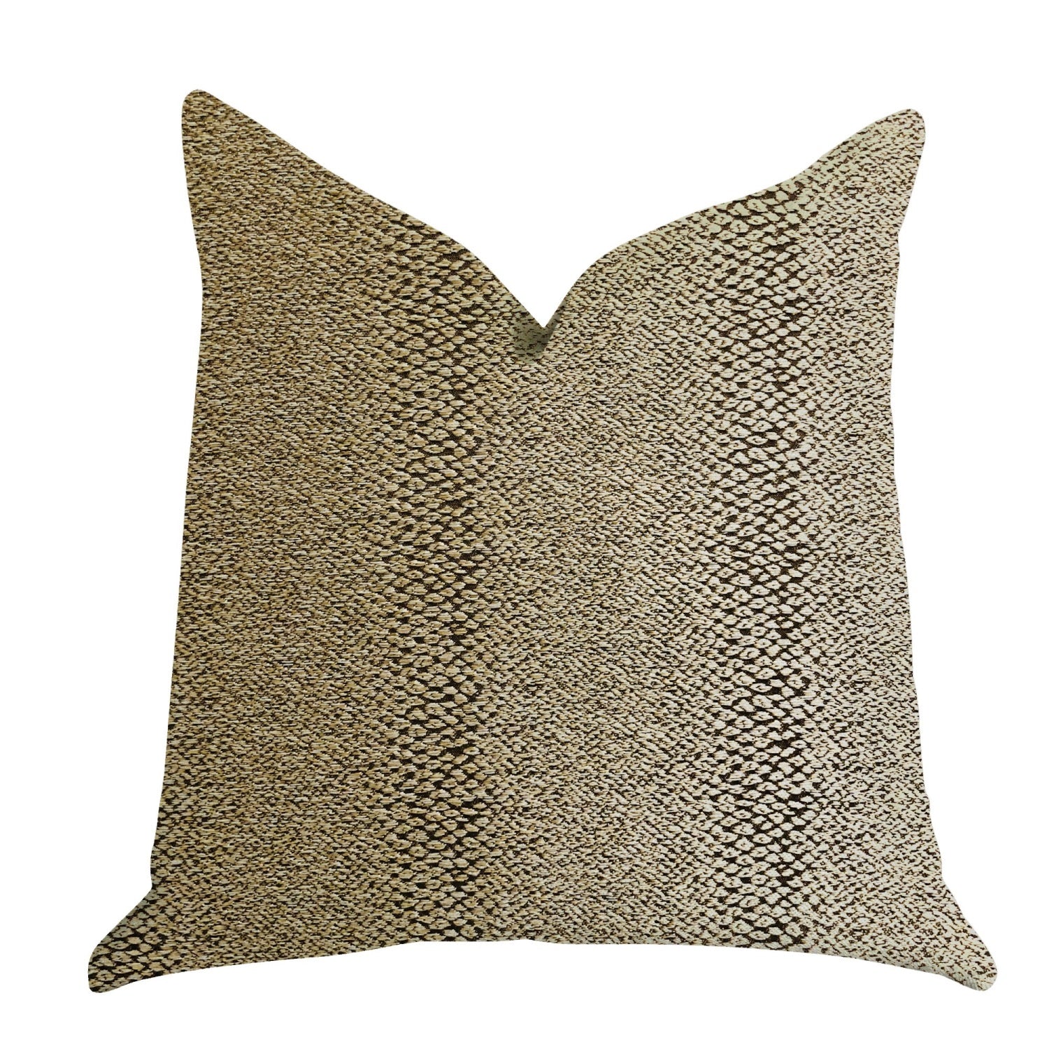 Plutus Shimmer In Gold Metallic Luxury Throw Pillow - Double Sided  26' X 26'