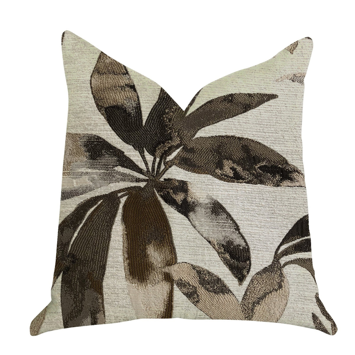 Plutus Santorini Cove Beige And Brown Tones Luxury Throw Pillow  - Double Sided  22' X 22'